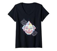 Femme Art Polygonal Abstrait Visage de Clown géométrique T-Shirt avec Col en V