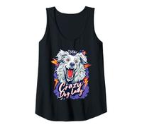 Femme Art pour chien blanc moelleux Crazy Dog Lady Fierce Débardeur