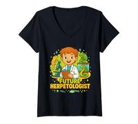 Femme Art pour enfants de la science des reptiles du futur herpétologue T-Shirt avec Col en V