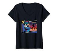 Femme Art rétro Arcade Fighter Showdown T-Shirt avec Col en V