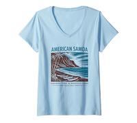 Femme Art rétro des marées sacrées des Samoa américaines T-Shirt avec Col en V