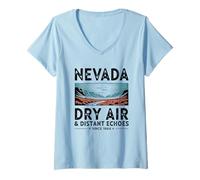 Femme Art rétro du Paysage désertique du Nevada T-Shirt avec Col en V