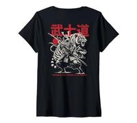 Femme Art Samurai Tiger Warrior Honor en Forme de Kanji Japonais T-Shirt avec Col en V