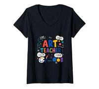 Femme Art Teacher Elements Line Shape Color T-Shirt avec Col en V