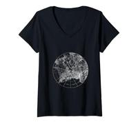 Femme Art topographique Vintage Géographie rétro Amateurs de Sciences spatiales T-Shirt avec Col en V
