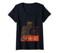 Femme Art vectoriel découpé du Tournée du Chat Noir T-Shirt avec Col en V