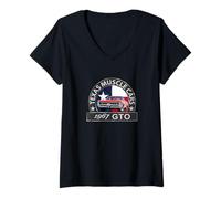 Femme Art vintage Texas Muscle Car Art, rouge 1967 GTO, Classic Hot Rods T-Shirt avec Col en V