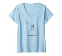 Femme Artemis III Moon Mission T-Shirt avec Col en V