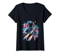 Femme Artemis Space Shuttle Astronaut Space Suit Launch System T-Shirt avec Col en V