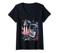 Femme Artemis Space Shuttle Astronaut Space Suit Launch System T-Shirt avec Col en V