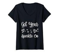 Femme Artiste De Peinture De Diamant Get Your Sparkle On Diamond T-Shirt avec Col en V