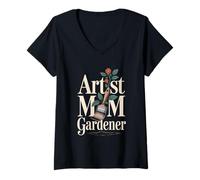 Femme Artiste Mom Jardinier Jardin T-Shirt avec Col en V