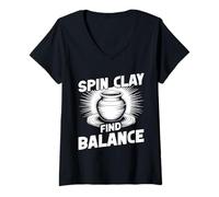 Femme Artistes en Poterie Find Balance Potier T-Shirt avec Col en V