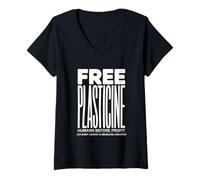 Femme Artistes Humains gratuits de plasticine Avant Le Profit activiste T-Shirt avec Col en V