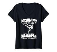 Femme Arts martiaux Grand-père Karaté Grand-père T-Shirt avec Col en V
