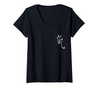 Femme Arts martiaux Symbole Tai Chi Taij Qi Gong Yoga Charakter T-Shirt avec Col en V