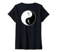 Femme Arts Martiaux Taiji Yin Yang Taoisme Qi Gong Personnage Chi T-Shirt avec Col en V