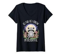 Femme As Far as I Know I'm Delightful Raccoon T-Shirt avec Col en V