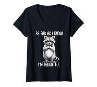 Femme As Far as I Know I'm Delightful Raccoon T-Shirt avec Col en V