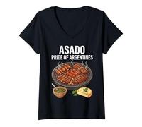 Femme Asado Pride of Argentines BBQ Master T-Shirt avec Col en V