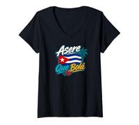 Femme Asere Q Bola, Que Bola Asere, Cuba Cuban Flag T-Shirt avec Col en V