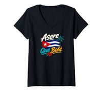Femme Asere Q Bola, Que Bola Asere, Cuba Cuban Flag T-Shirt avec Col en V