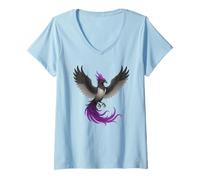 Femme Asexual Phoenix Bird Ace Pride Flag Rising From Ashes T-Shirt avec Col en V