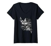 Femme Asian Poker Style :-: Spades Plus Gambling Casino Ace Design T-Shirt avec Col en V