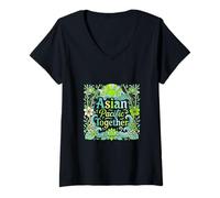 Femme Asie-Pacifique Ensemble Unité Nature Art T-Shirt avec Col en V