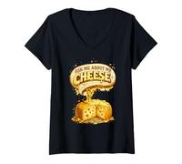 Femme Ask Me About My Cheese Fabrication de Fromage drôle de T-Shirt avec Col en V