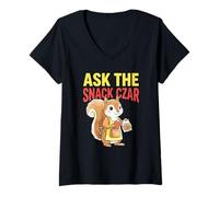 Femme Ask The Snack Citation Humour Citation Time Squirrel Lover Funny T-Shirt avec Col en V