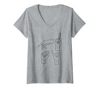 Femme ASL | Prière en langage des Signes américain | ASL T-Shirt avec Col en V
