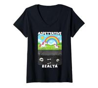 Femme Aspettative vs Realtà, quando Tutto va a finire Male v1 IT T-Shirt avec Col en V