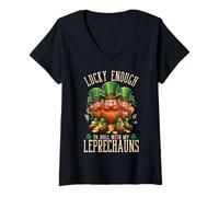 Femme Assez Chanceux pour Rouler avec Mes lutins St Patrick T-Shirt avec Col en V