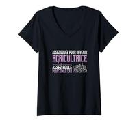 Femme Assez douée pour Devenir agricultrice Assez Folle pour Aimer T-Shirt avec Col en V
