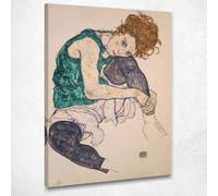 Femme assise avec un genou plié Adele Herms, Egon Schiele, grand tableau imprimé sur toile de haute qualité, fine art, encadré prêt à accrocher bsa10-130x90 cm