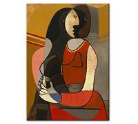 Femme assise Pablo Picasso Reproductions de peintures sur toile Impressions d'art de renommée mondiale Picasso Tableaux abstraits muraux 80x120cm (32x47in) avec cadre