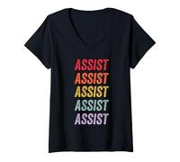 Femme Assistance T-Shirt avec Col en V