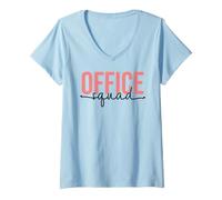 Femme Assistant administratif de l'équipe d'administration Office Squad Front T-Shirt avec Col en V