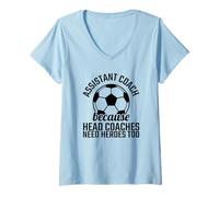 Femme Assistant Coach Hero - Funny Soccer Team Pride T-Shirt avec Col en V
