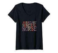 Femme Assistant drôle Principal Halloween infirmière travailleuse Assistante T-Shirt avec Col en V