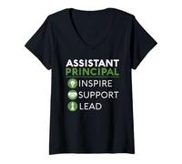 Femme Assistant Principal Inspire Support Leader Éducateur Scolaire T-Shirt avec Col en V