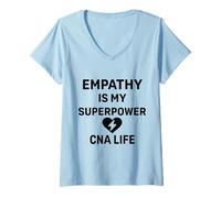Femme Assistante infirmière certifiée par l'AIIC - L'empathie est ma superpuissance T-Shirt avec Col en V