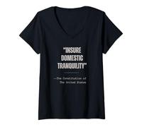 Femme Assurer la tranquillité intérieure - Constitution des États-Unis T-Shirt avec Col en V