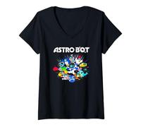 Femme Astro Bot and Friends Character Burst Colorful Video Game T-Shirt avec Col en V