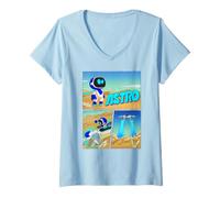 Femme Astrobot Astro Flys Away on PlayStation Controller Comic T-Shirt avec Col en V