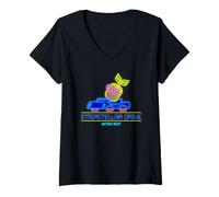 Femme Astrobot Interstellar Drive Neon Pineapple Driving Neon Car T-Shirt avec Col en V
