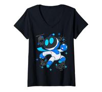 Femme Astrobot PlayStation's Astro Bot Fighting Enemies in Space T-Shirt avec Col en V
