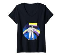 Femme Astronaute LGBTQ Non Binaire T-Shirt avec Col en V