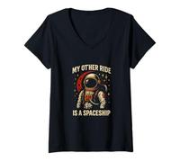 Femme Astronaute My Other Ride is a Spaceship Cool Mens Space T-Shirt avec Col en V